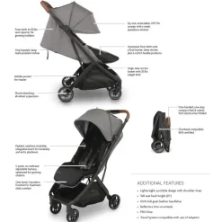 Uppababy - Minu V3 Compact Stroller, Greyson (Charcoal Mélange/Carbon Frame/Saddle Leather) Fashion