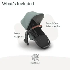 Uppababy - Rumbleseat V3 Second Lower Seat, Kenzi (Mystic Aqua/Carbon Frame/Saddle Leather) Hot