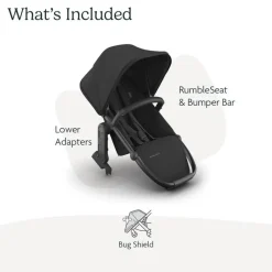 Uppababy - Rumbleseat V3 Second Lower Seat, Jake (Charcoal/Carbon Frame/Black Leather) New