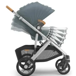Uppababy - Vista V3 Stroller, Callum (azul pedra/estrutura prateada/couro areia) Best
