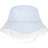 Wee Ones – Chapéu de sol Seersucker com aba reversível e babados para meninas, listras azuis Clearance