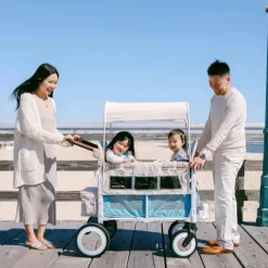 WonderFold Wagon Stroller WonderFold - Volkswagon Special Edition Double Stroller Wagon (2 lugares), Bondi Blue Clearance