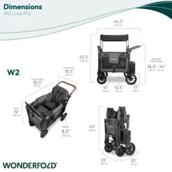 WonderFold Wagon Stroller Wonderfold - W2 Luxe Pro Double Stroller For 2 kids, Charcoal Gray Online