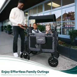 WonderFold Wagon Stroller Wonderfold - W2 Luxe Pro Double Stroller For 2 kids, Charcoal Gray Online
