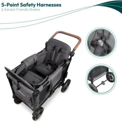 WonderFold Wagon Stroller Wonderfold - W2 Luxe Pro Double Stroller For 2 kids, Charcoal Gray Online