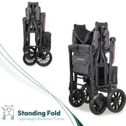 WonderFold Wagon Stroller Wonderfold - W2 Luxe Pro Double Stroller For 2 kids, Charcoal Gray Online