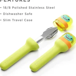 Zoku - Kids Pocket Utensil Set, Green Dino Fashion