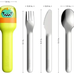 Zoku - Kids Pocket Utensil Set, Green Dino Fashion