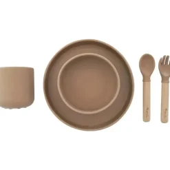 Zoli - Conjunto de louças infantis de silicone 5Pk, Latte Tan Fashion