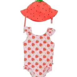 Zoocchini - Conjunto de maiô e chapéu de sol com babados para bebê 2Pk, morango Sale