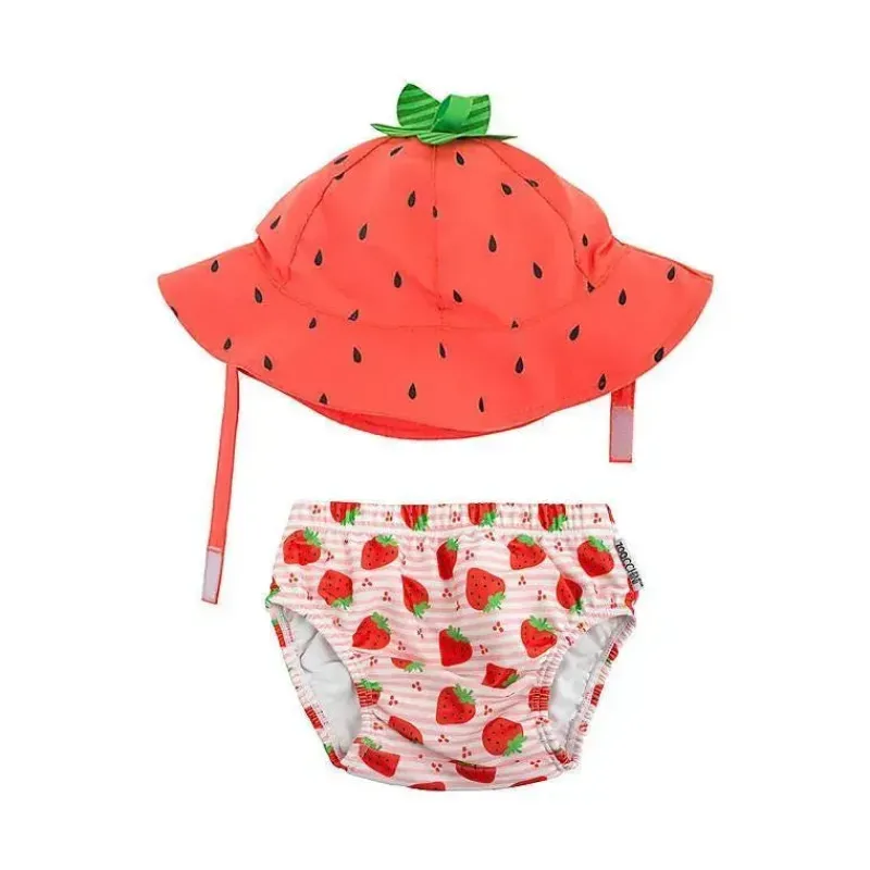 zoochini__conjunto_de_fra_SKUNgYAwbwZ_0.webp Zoocchini Zoochini - Conjunto de Fraldas de Banho e Chapéu de Sol para Bebês, Morango New